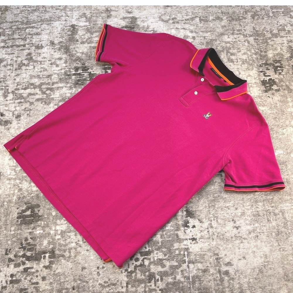 Psycho Bunny Men 8 Magenta Pink Pima Cotton Polo Shirt Old Money Luxury Preppy